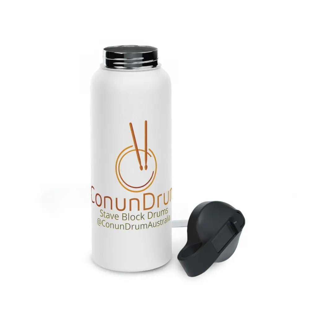 ConunDrum White Stainless Steel Water Bottle, Standard Lid - ConunDrum Australia