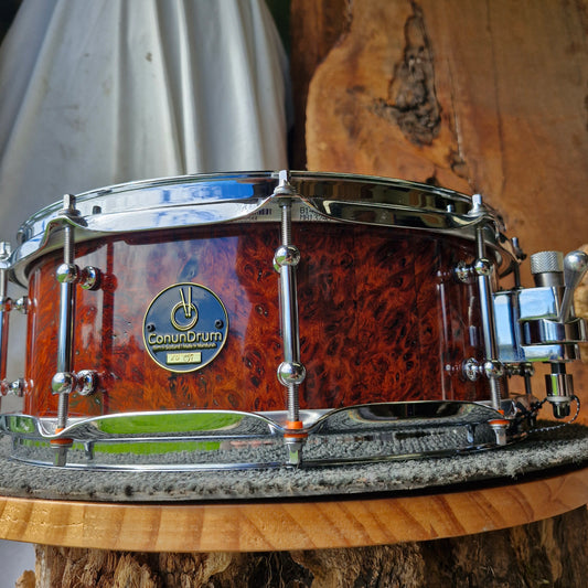 14"x5 1/4" jarrah burl stave snare